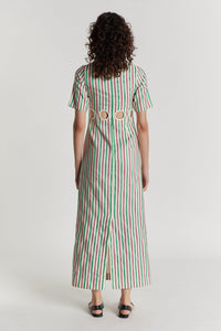 RUBY & GREEN YAYOI STRIPES Robe midi découpée