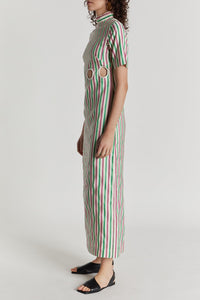 RUBY & GREEN YAYOI STRIPES Robe midi découpée