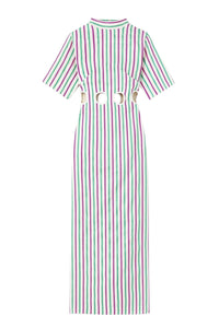 RUBY & GREEN YAYOI STRIPES Robe midi découpée