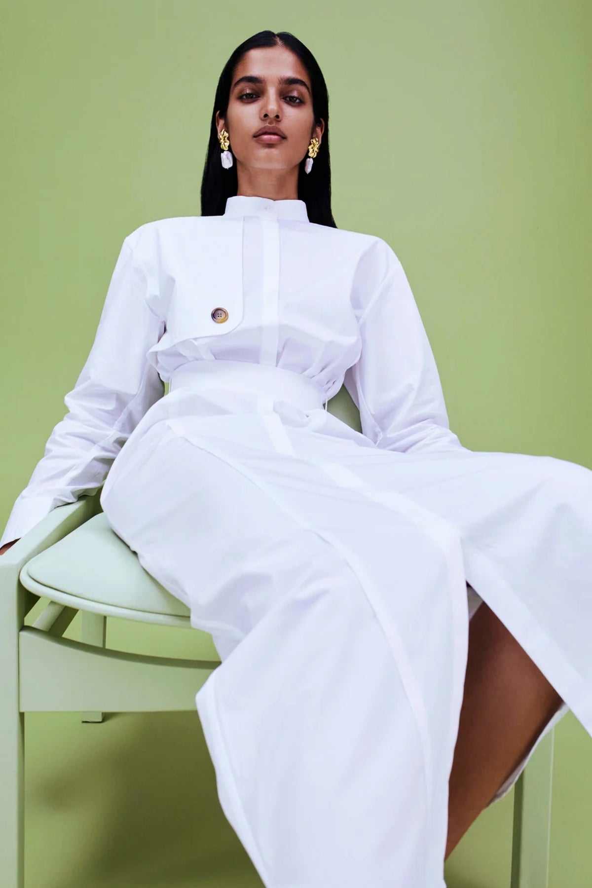 Robe chemise longue Hans en popeline - White