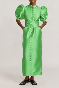 Robe longue Amoako à manches bouffantes - Apple Green