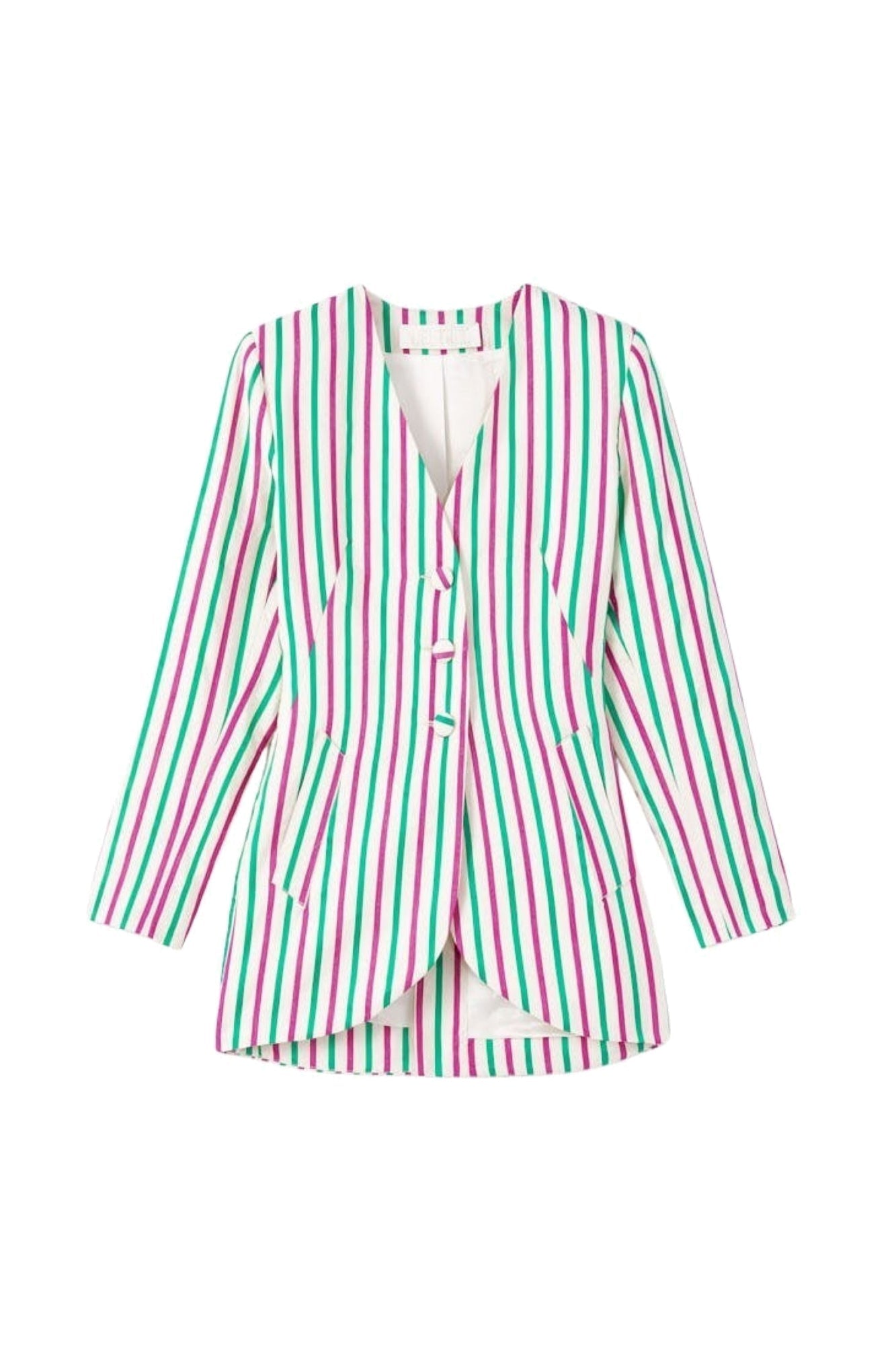 RUBY & GREEN BRIDGET OTTOMAN STRIPES blazer long ajusté à rayures