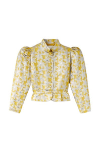 YELLOW & BLUE AMOAKO LILIUM JACQUARD veste à manches bouffantes en jacquard