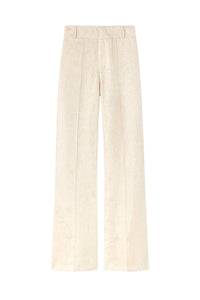 ECRU & GOLD YOSHI SMART ROSE JACQUARD pantalon évasé en satin
