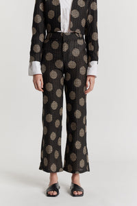 BLACK & WHITE YOSHI CIRCLES pantalon évasé texturé