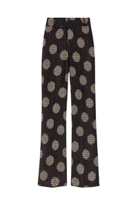 BLACK & WHITE YOSHI CIRCLES pantalon évasé texturé