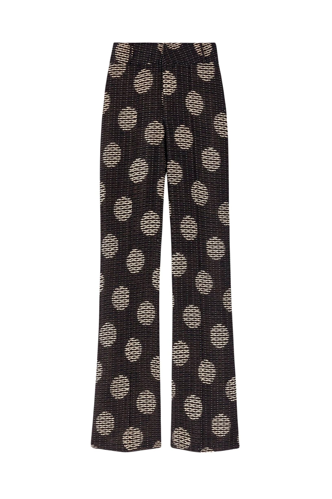 BLACK & WHITE YOSHI CIRCLES pantalon évasé texturé
