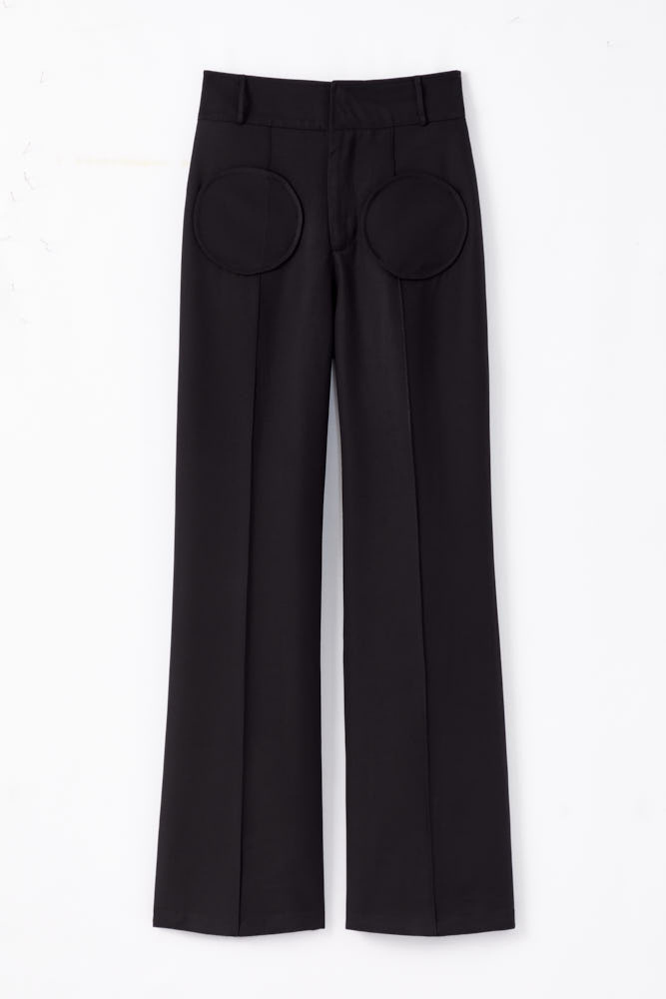 BLACK  OLAFUR SOFT pantalon évasé avec détails de poches circulaires