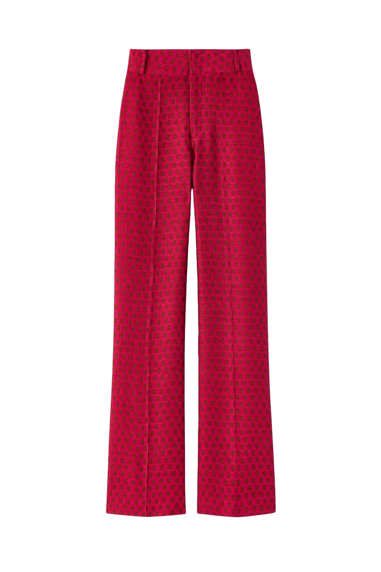 FUSCHIA & BROWN YOSHI CHECK pantalon évasé à carreaux