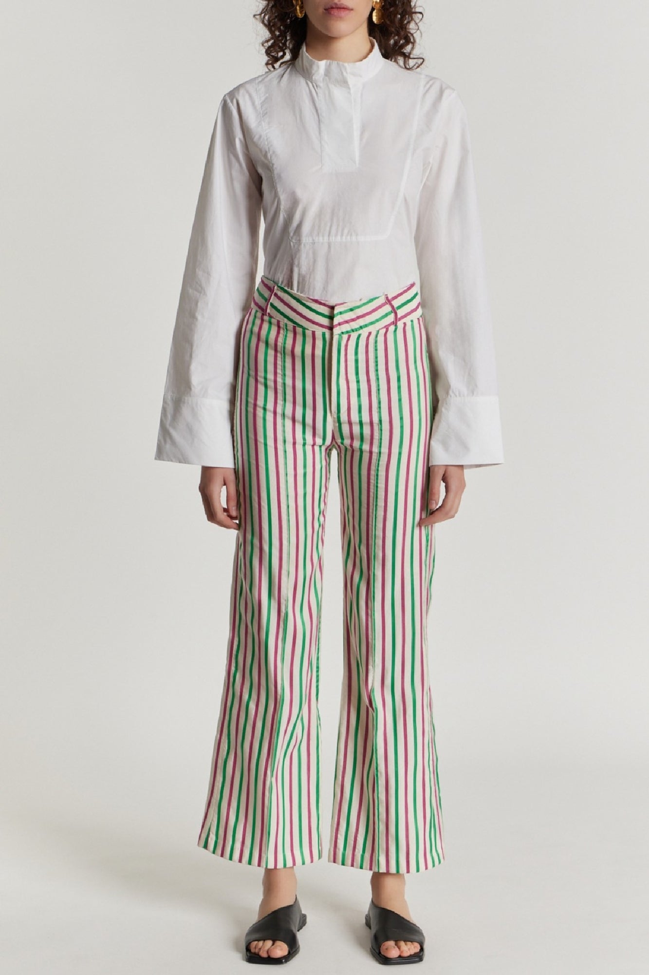 RUBY & GREEN YOSHI OTTOMAN STRIPES pantalon évasé à rayures