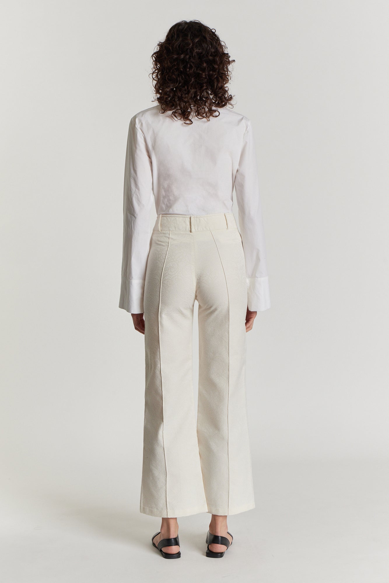 ECRU YOSHI JACQUARD pantalon évasé à imprimé jacquard
