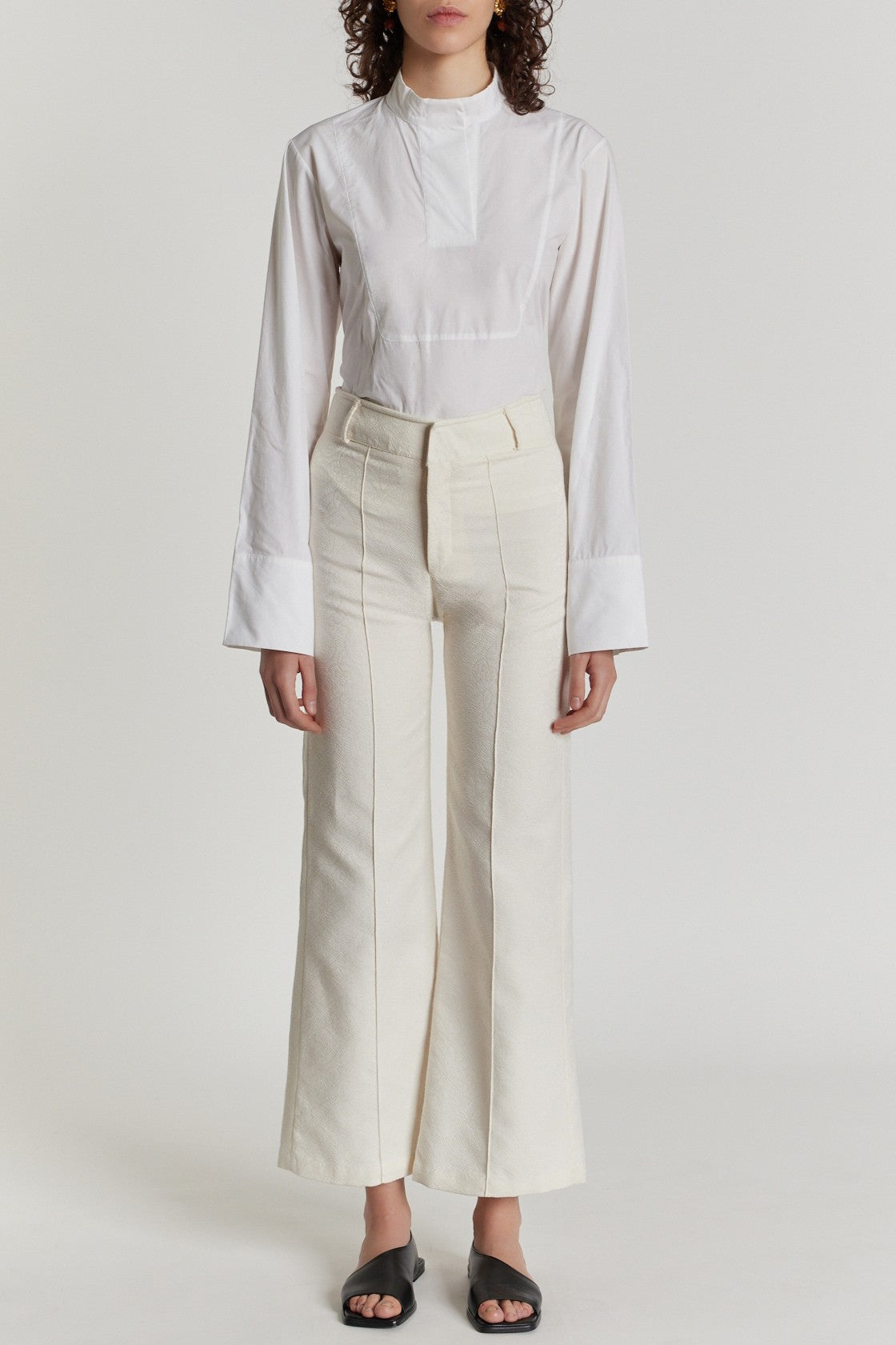 ECRU YOSHI JACQUARD pantalon évasé à imprimé jacquard