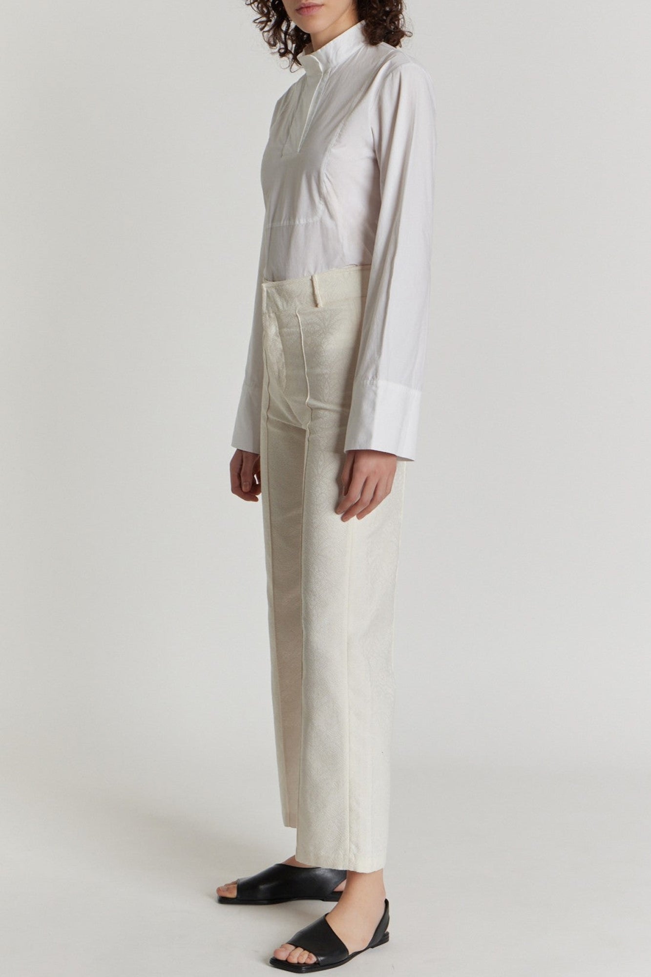 ECRU YOSHI JACQUARD pantalon évasé à imprimé jacquard
