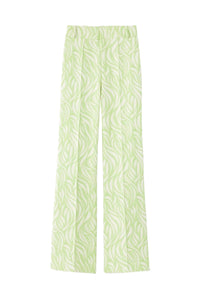 LIGHT GREEN & ECRU YOSHI WIND  pantalon évasé texturé
