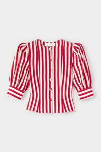 Blouse Jasper à manches bouffantes à rayures - Red & Écru