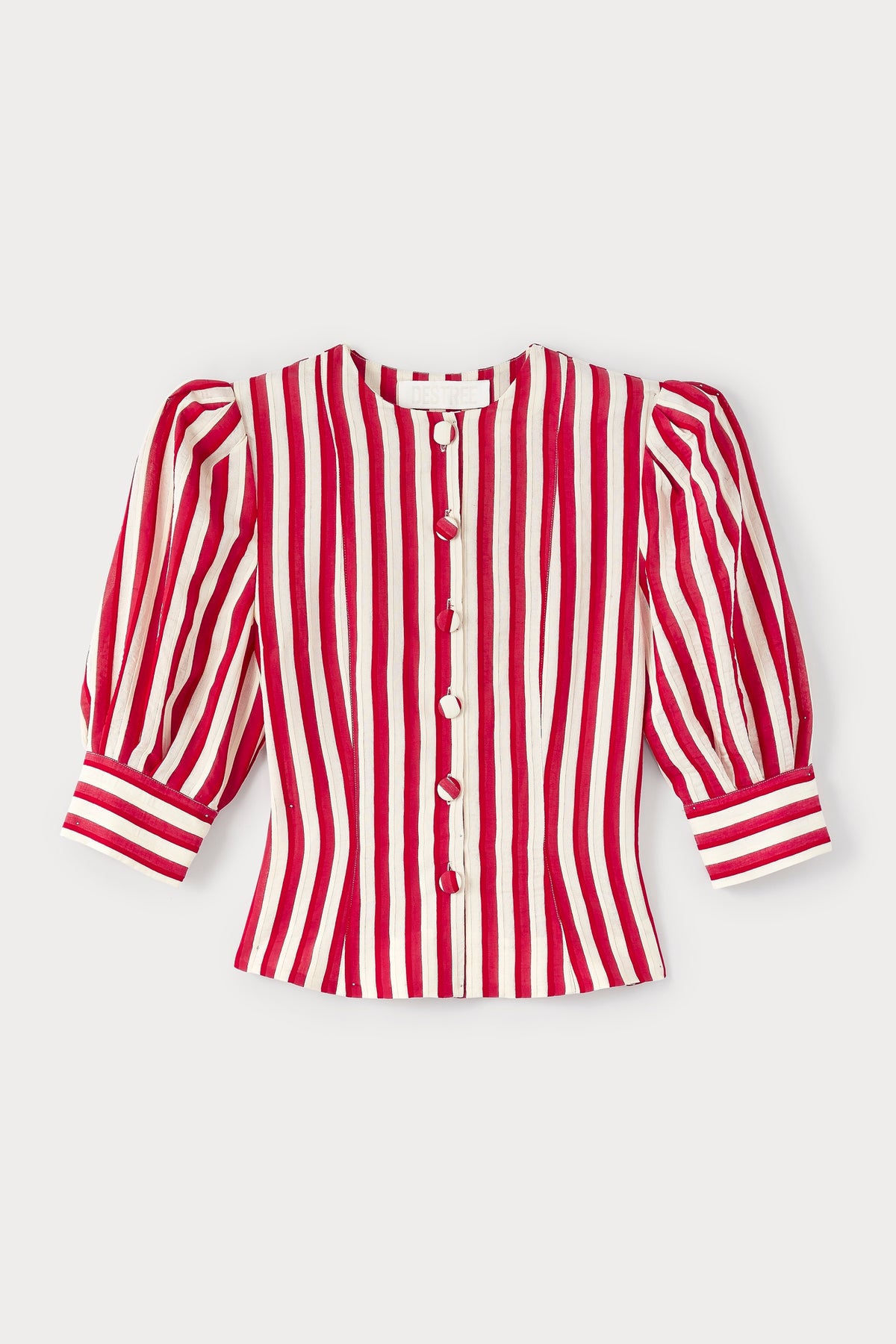 Blouse Jasper à manches bouffantes à rayures - Red & Écru