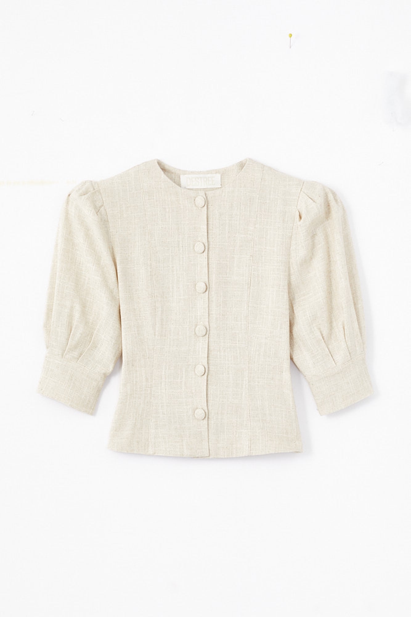 ECRU JASPER LINEN chemisier en lin à manches bouffantes