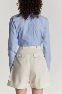 CAMEL DANIEL GOFFERING Short en satin texturé taille haute