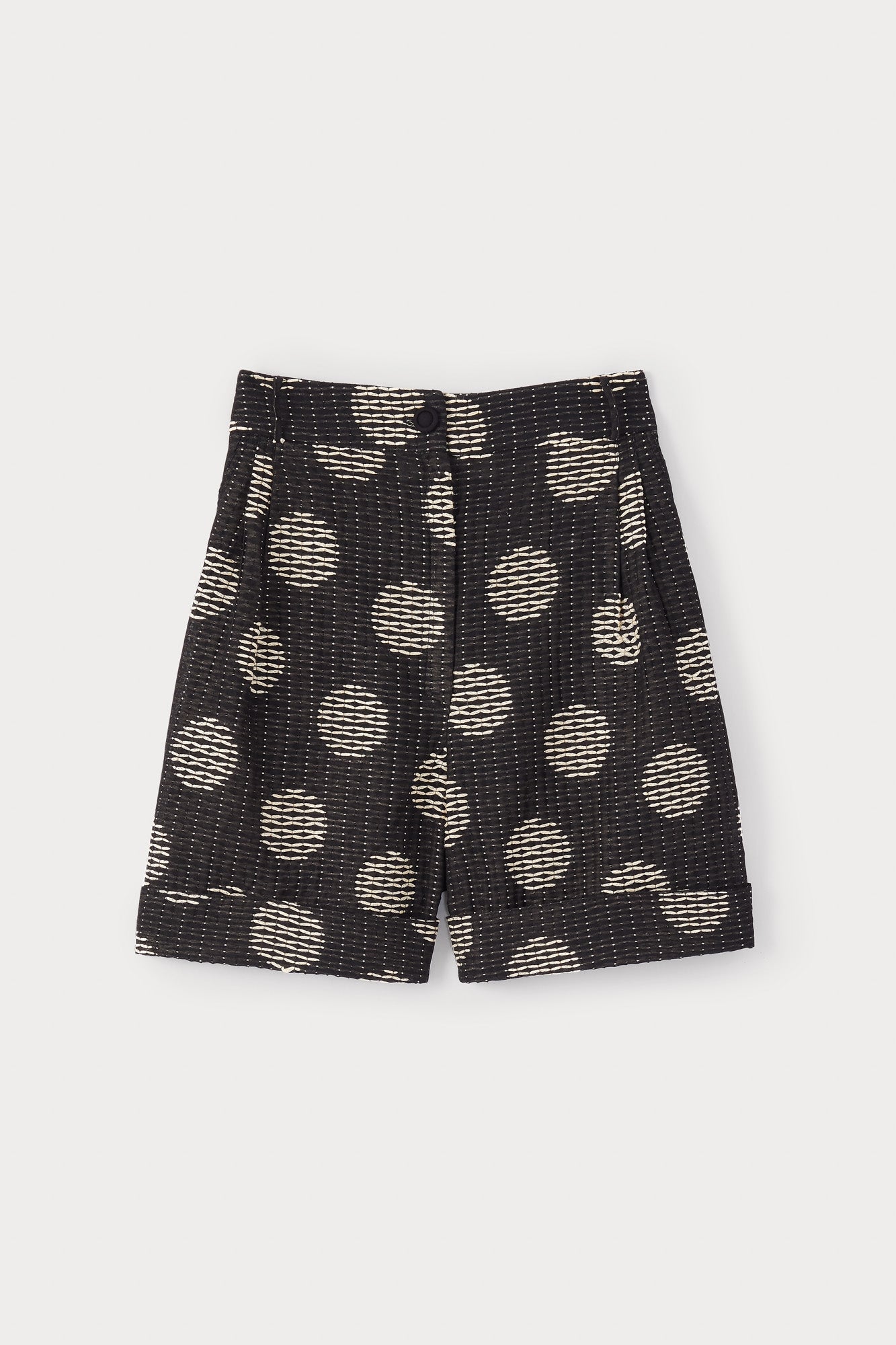 BLACK & WHITE DANIEL CIRCLE short texturé taille haute
