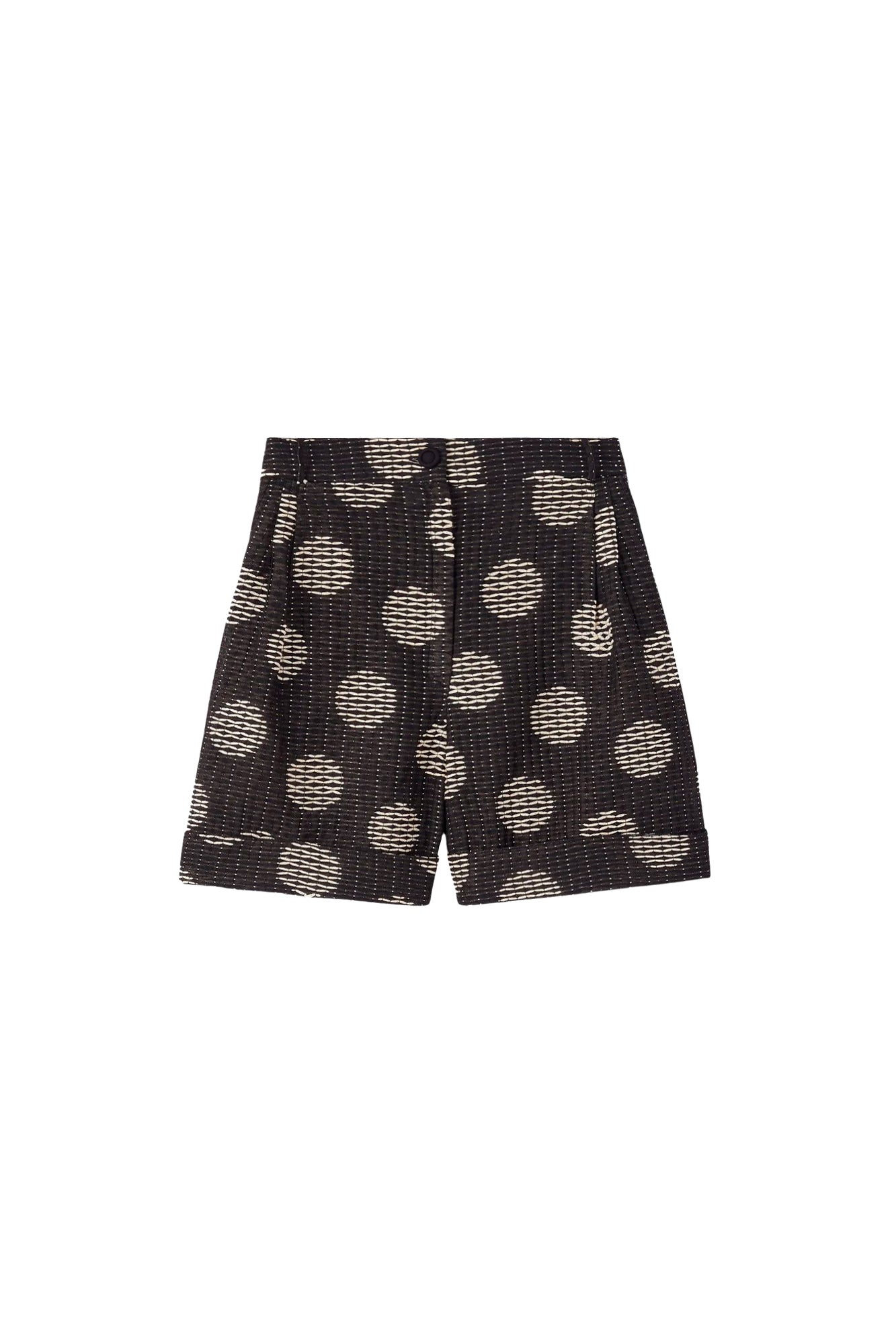 BLACK & WHITE DANIEL CIRCLE short texturé taille haute