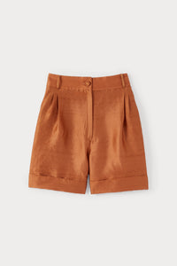 CAMEL DANIEL GOFFERING Short en satin texturé taille haute
