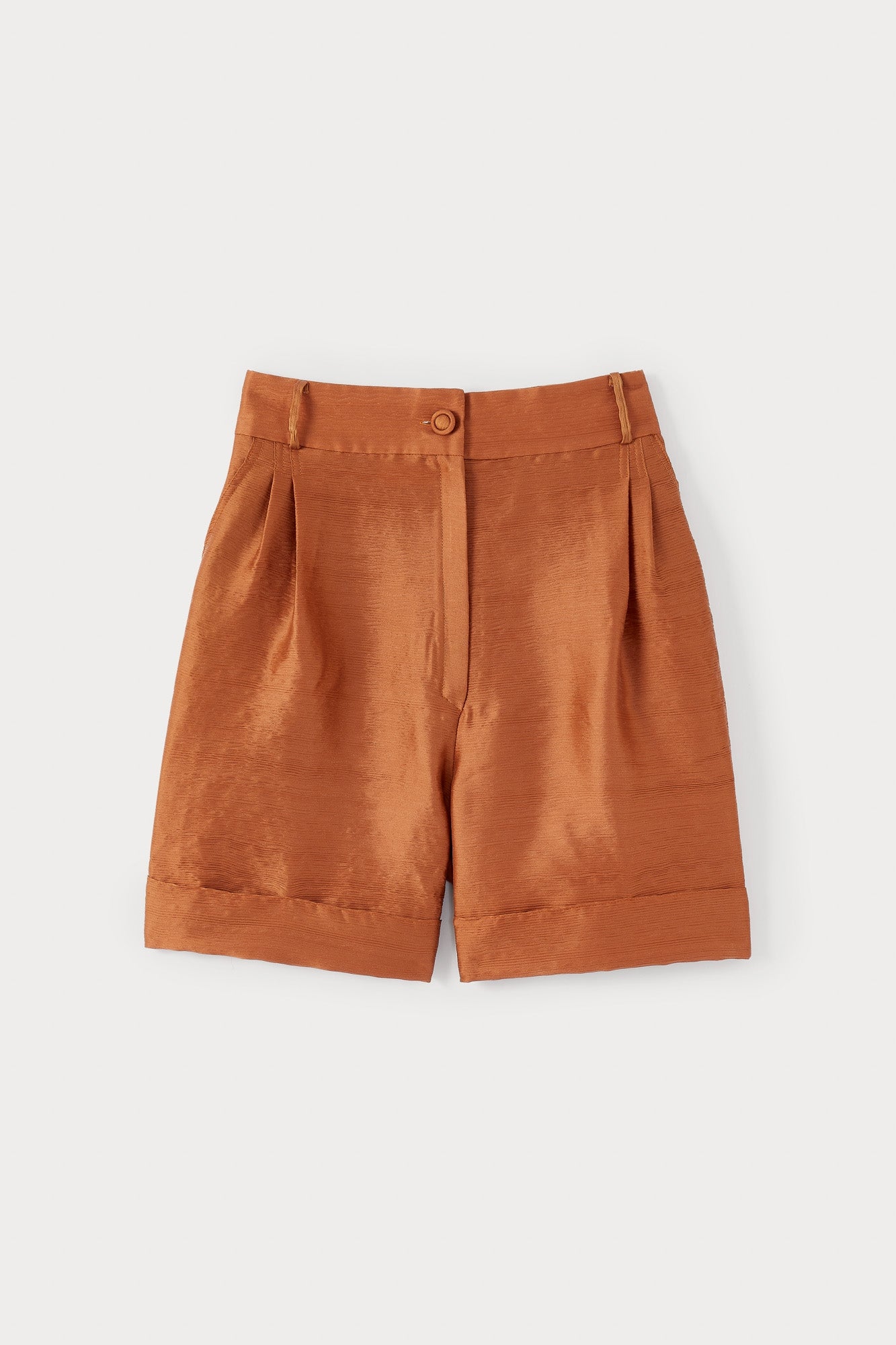 CAMEL DANIEL GOFFERING Short en satin texturé taille haute