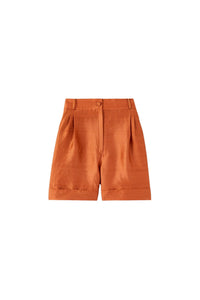 CAMEL DANIEL GOFFERING Short en satin texturé taille haute
