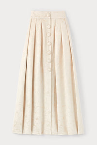 ECRU & GOLD IRVING ROSE JACQUARD jupe longue en jacquard avec détails boutonnés