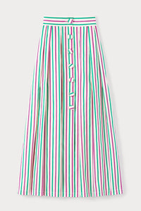 RUBY & GREEN IRVING OTTOMAN STRIPES jupe longue rayée avec détails boutonnés