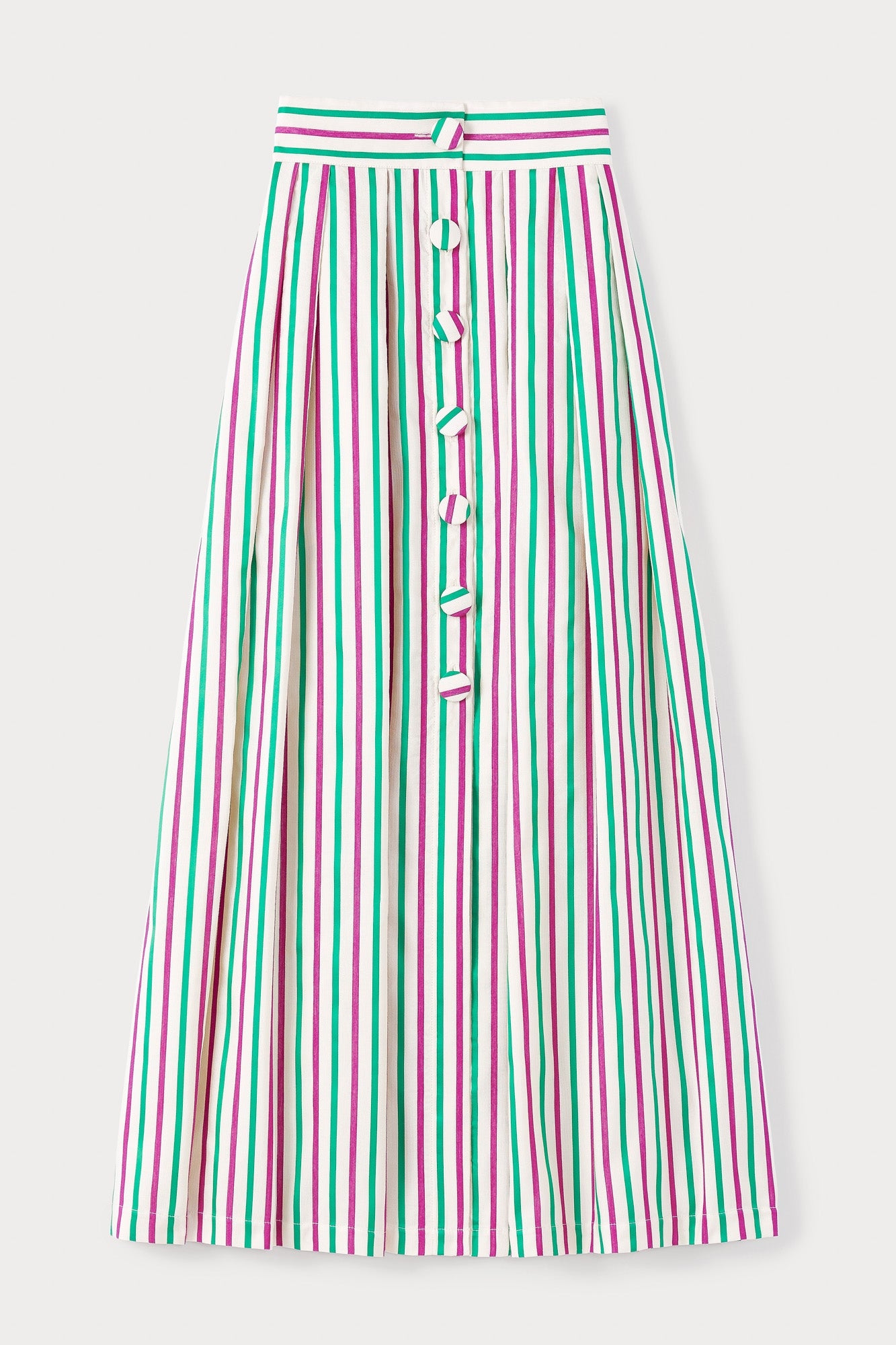 RUBY & GREEN IRVING OTTOMAN STRIPES jupe longue rayée avec détails boutonnés