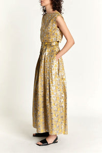 2qty RELIQUAT 150€ / YELLOW & BLUE IRVING LILIUM JACQUARD jupe longue en jacquard avec détails boutonnés