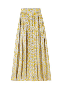 2qty RELIQUAT 150€ / YELLOW & BLUE IRVING LILIUM JACQUARD jupe longue en jacquard avec détails boutonnés