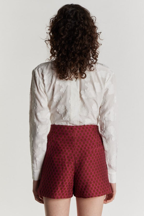 FUSCHIA & BROWN JEAN CHECK Jupe-short