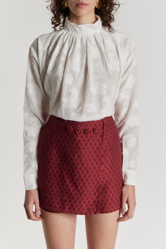 FUSCHIA & BROWN JEAN CHECK Jupe-short