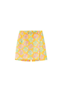 YELLOW, PINK & LIGHT GREEN JEAN FLOWER  Jupe-short
