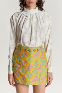 YELLOW, PINK & LIGHT GREEN JEAN FLOWER  Jupe-short