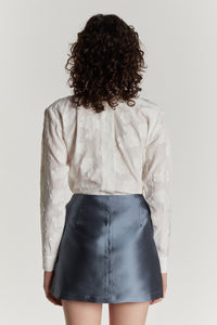 SLATE GREY LUCIO SMART mini-jupe en satin avec boutons