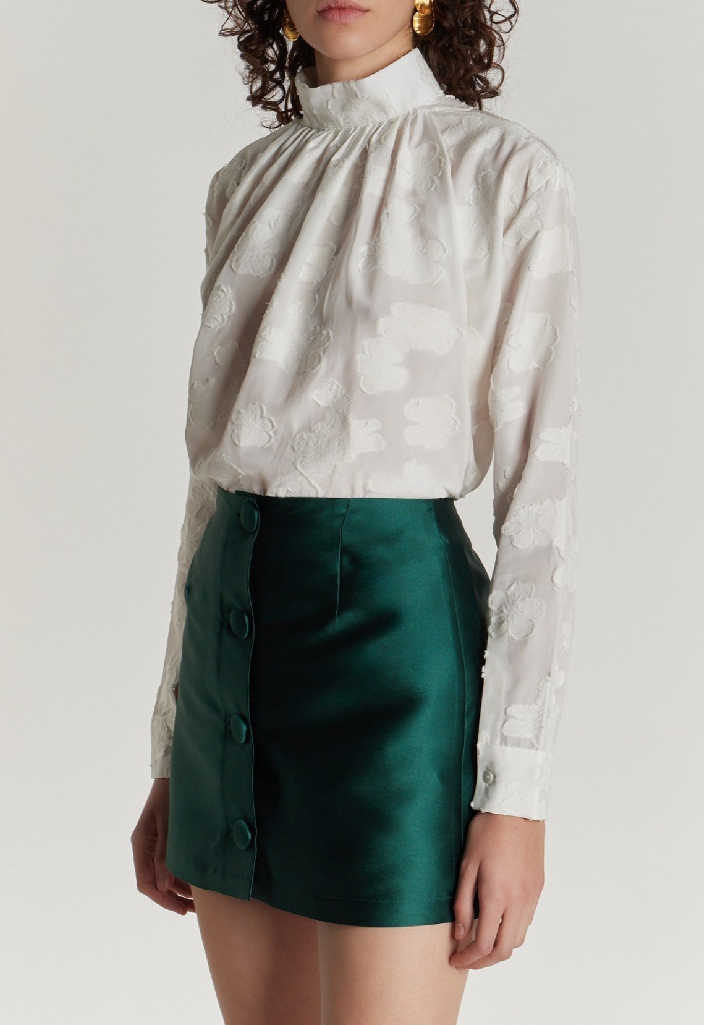 FOREST LUCIO SMART mini-jupe en satin avec boutons