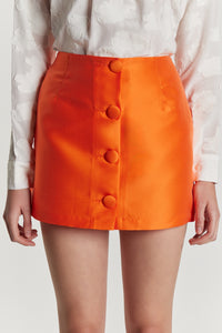 ORANGE LUCIO SMART mini-jupe en satin avec boutons