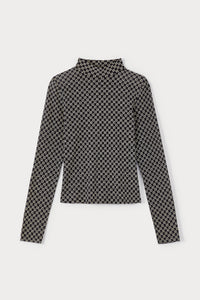 Top Emma en mesh fin monogrammé - Black & Beige