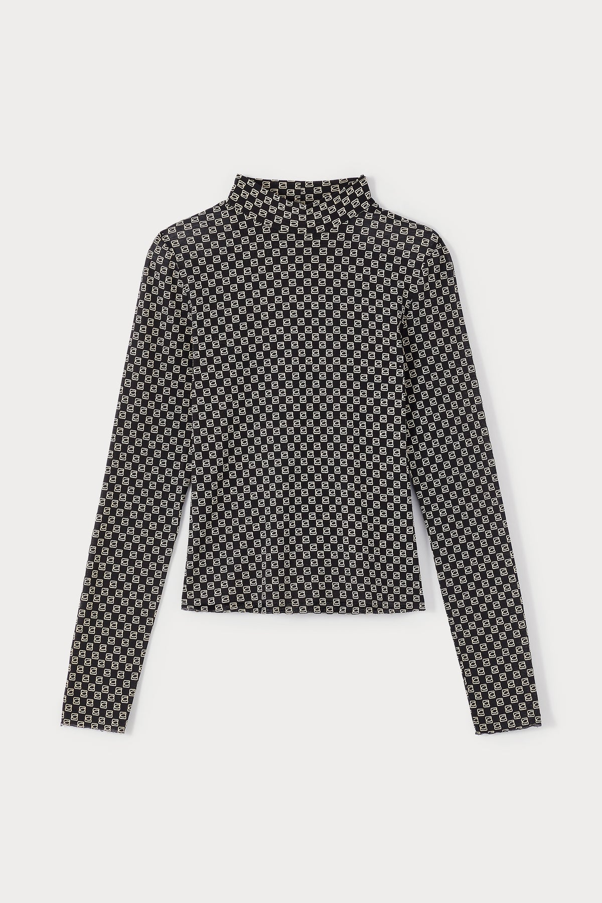Top Emma en mesh fin monogrammé - Black & Beige