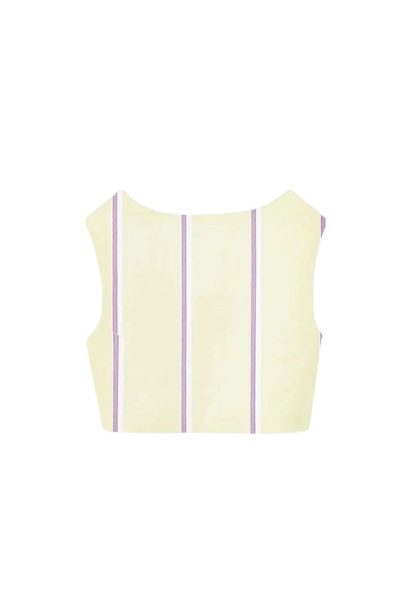 PALE YELLOW & LILAC RICHARD STRIPES 1 haut court rayé