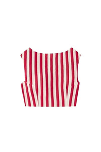 RED & ECRU RICHARD STRIPES 2 haut court rayé