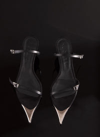 BLACK SUEDE FANG 95 SANDALS