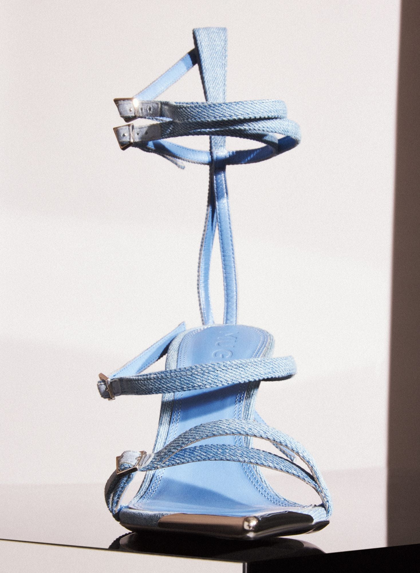 STRAPPY DENIM FANG 95 SANDALS