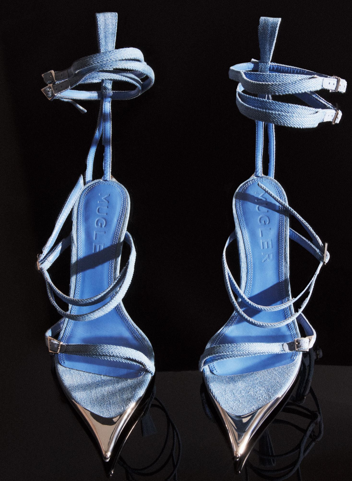 STRAPPY DENIM FANG 95 SANDALS