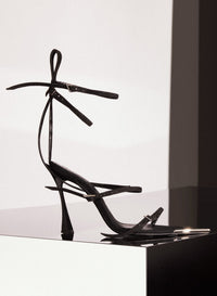 STRAPPY BLACK SUEDE FANG 95 SANDALS