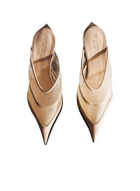 TAN // nude mesh Fang 95 mules
