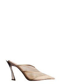 TAN // nude mesh Fang 95 mules