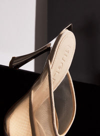 TAN // nude mesh Fang 95 mules